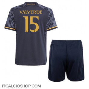 Real Madrid Federico Valverde #15 Seconda Maglia Bambino 2023-24 Manica Corta (+ Pantaloni corti)